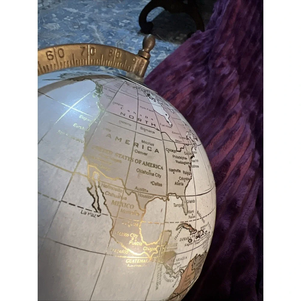Hobby Lobby Globe with Wooden Base and Gold Detailing 14.5